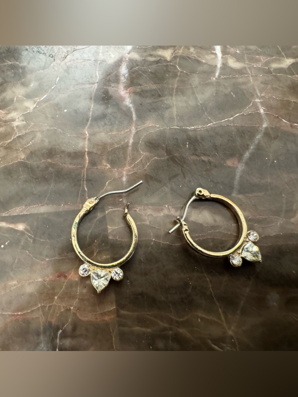 Gold-Tone Hoop Earring with Clear Stone Accents